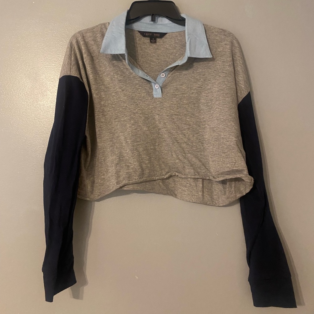 Long Sleeve Cropped Polo